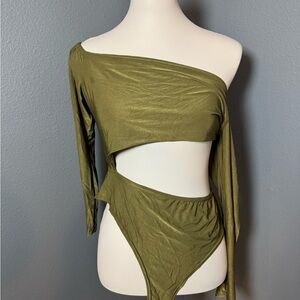 Olive green NastyGal cutout bodysuit Size 10